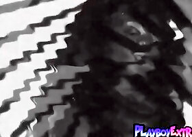 Skinny MILF black panther stripping nicely to reveal her exotic dark pussy