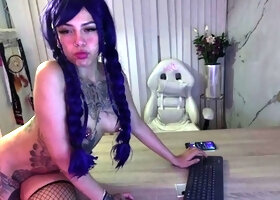 Pink pussy busty babe solo toy vibration during masturbation