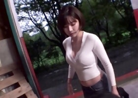 Pale and chubby brunette MILF sucks and tit fucks a big cock