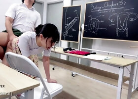 Teacher can't control her horny mind while she teaching in class room