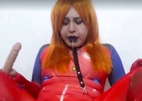 Young Ginger-haired Trans Female Blowjob Gross and Cringe Faces after Filthy Blow-job to Fake penis