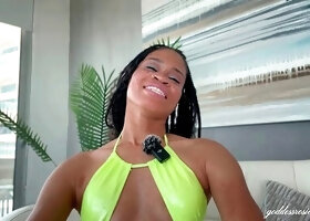 Rosie Reed explores her desires in a messy solo session with her favorite ebony cock