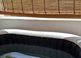 Hotsportfitboys Thick Cock Double-Penetrates Fleshlight in Buddys Outdoor Jacuzzi
