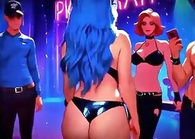 Goth Blue Hair Big Tits Ass Slut Blowjob and Fuck Night Club (100% AI Generated)